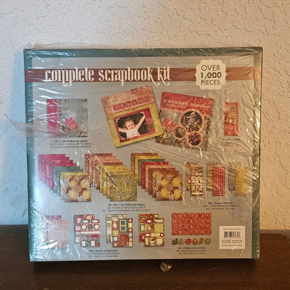 ColorBok Brown Floral Complete Scrapbook Kit 12x12 Album Over 1000 Pcs NEW - Picture 4 of 6